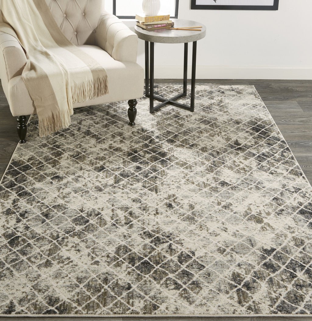 4 X 6 Ivory Gray And Taupe Abstract Stain Resistant Area Rug Image 5