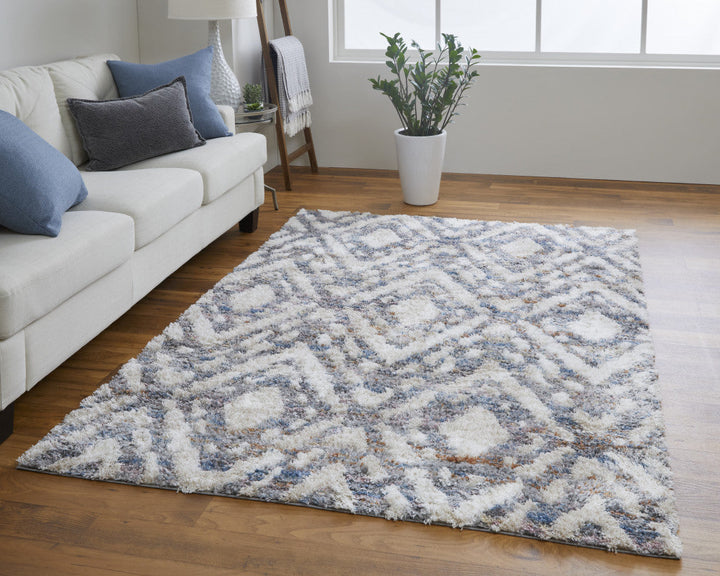 4 X 6 Ivory Gray And Taupe Geometric Power Loom Stain Resistant Area Rug Image 5