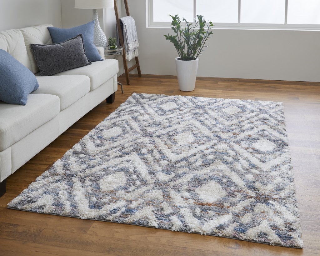 4 X 6 Ivory Gray And Taupe Geometric Power Loom Stain Resistant Area Rug Image 1