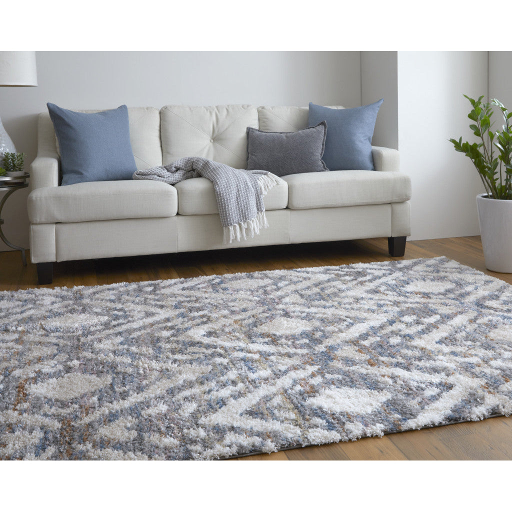 4 X 6 Ivory Gray And Taupe Geometric Power Loom Stain Resistant Area Rug Image 12