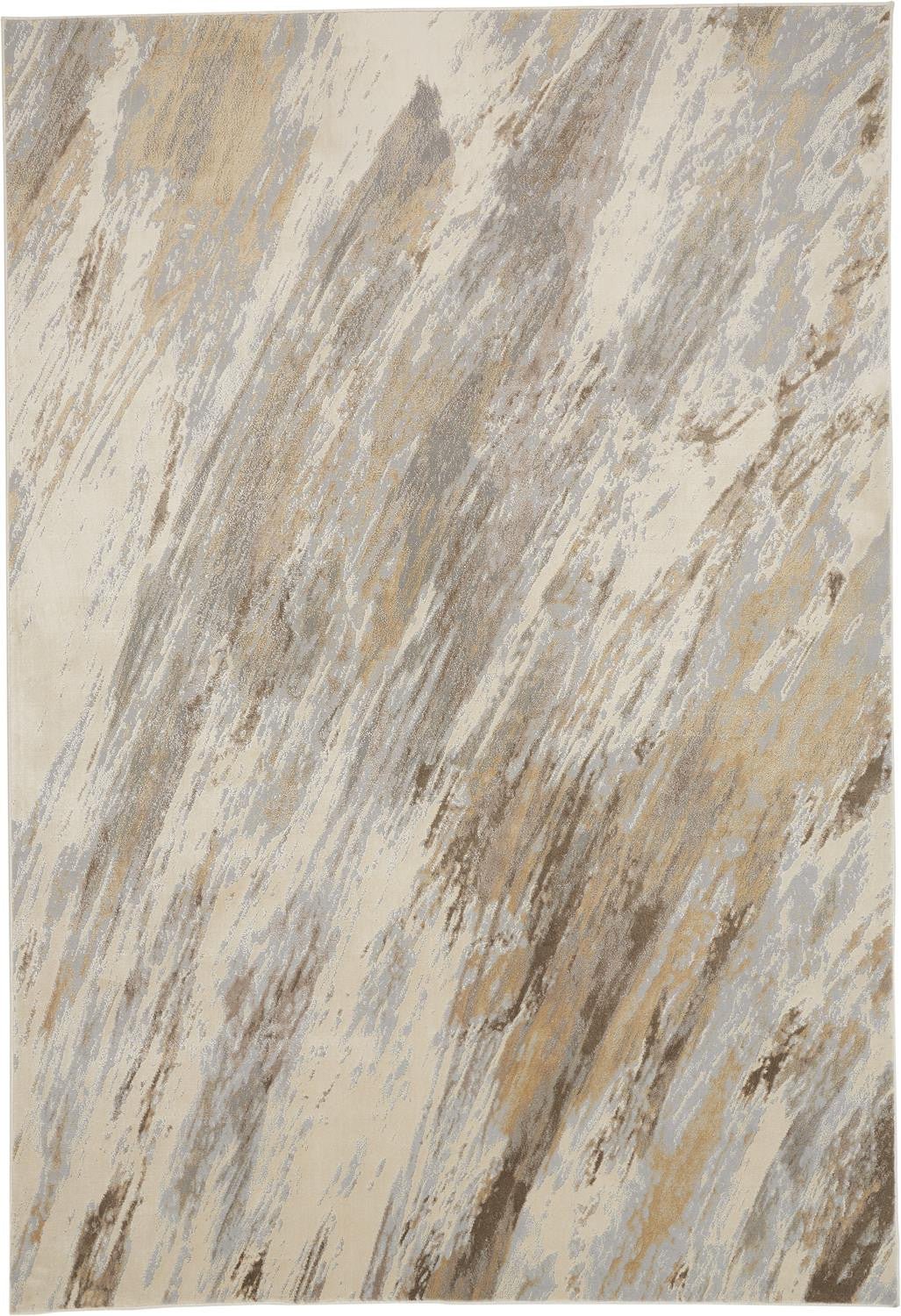 5 X 8 Ivory Tan And Brown Abstract Area Rug Image 1