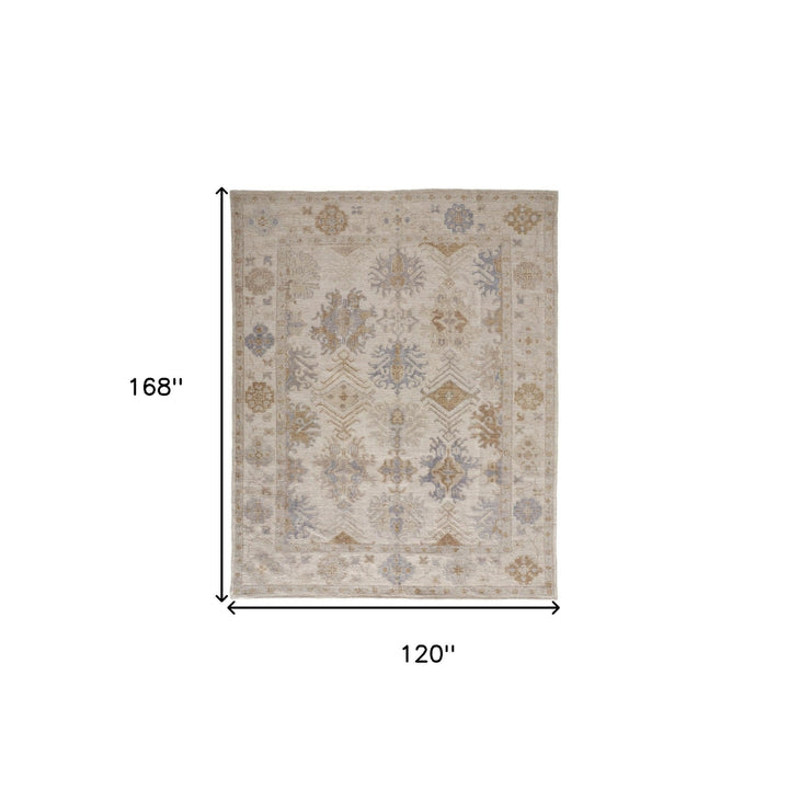 4 X 6 Ivory Tan And Blue Floral Hand Knotted Stain Resistant Area Rug Image 6