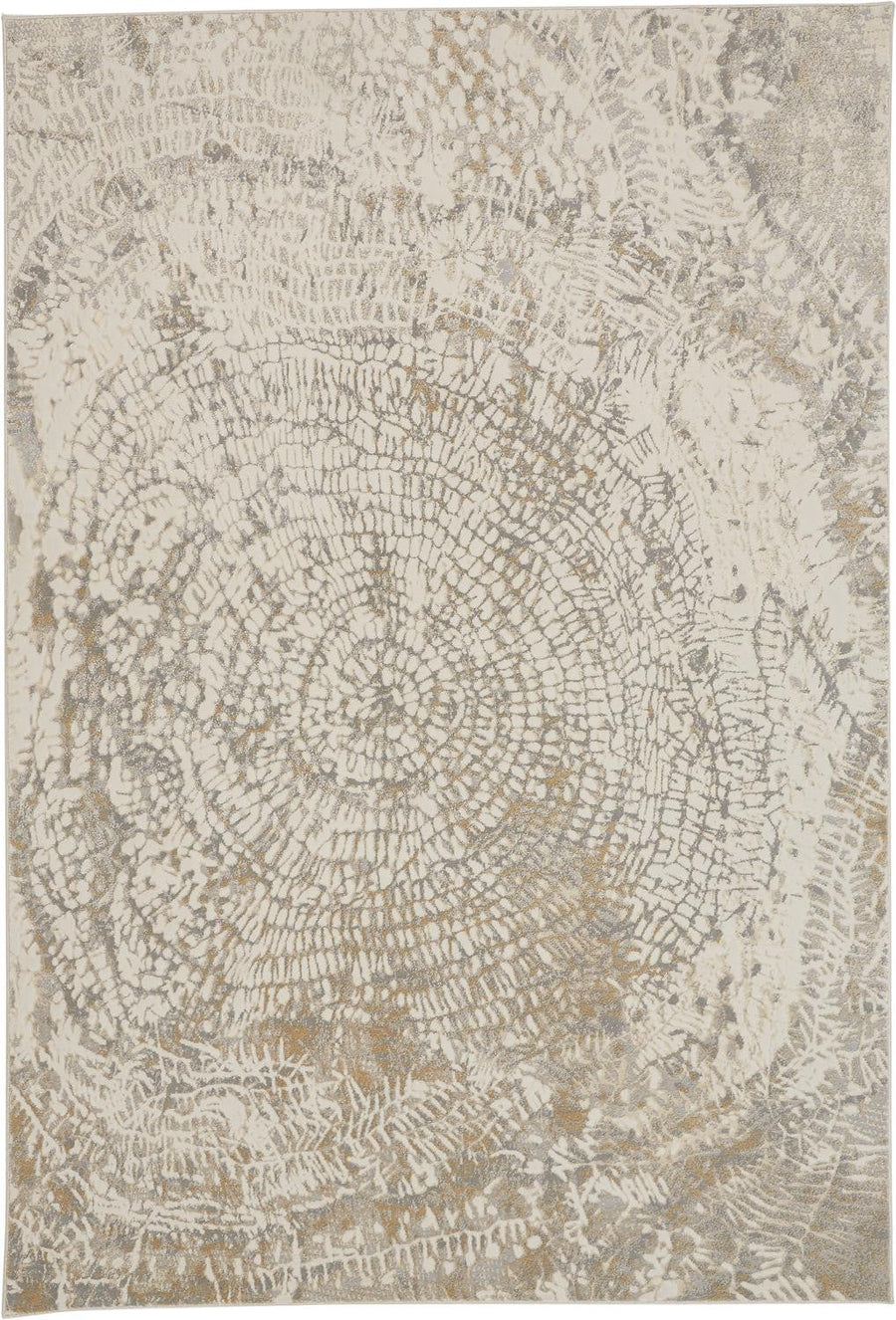 5 X 8 Ivory Tan And Gray Abstract Area Rug Image 1