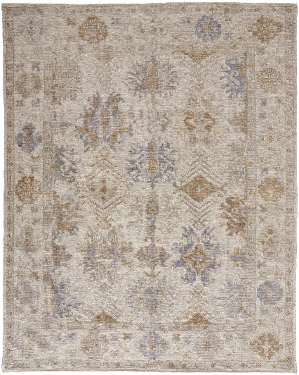 4 X 6 Ivory Tan And Blue Floral Hand Knotted Stain Resistant Area Rug Image 8