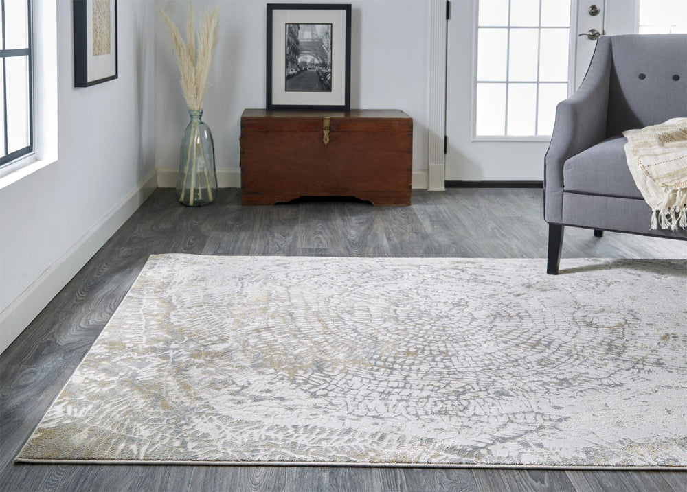 5 X 8 Ivory Tan And Gray Abstract Area Rug Image 2