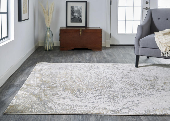 5 X 8 Ivory Tan And Gray Abstract Area Rug Image 1