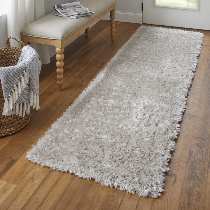 4 X 6 Ivory Shag Power Loom Stain Resistant Area Rug Image 7