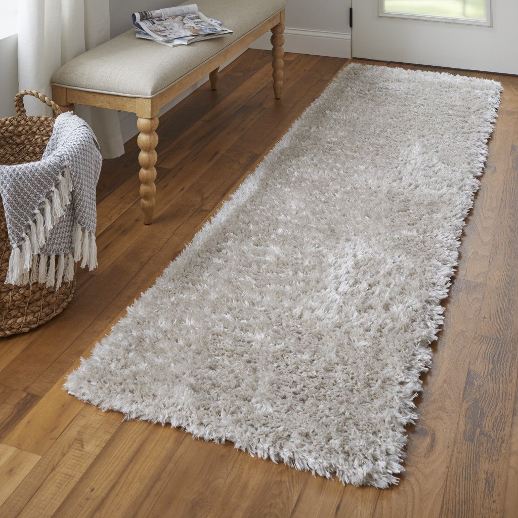 4 X 6 Ivory Shag Power Loom Stain Resistant Area Rug Image 1