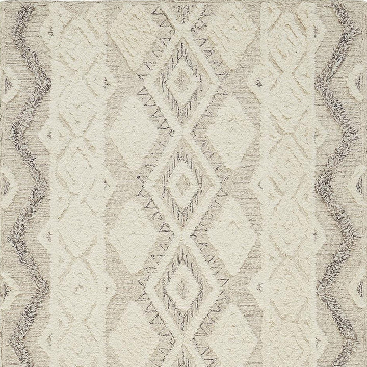 8 X 10 Ivory Taupe And Gray Wool Geometric Tufted Handmade Stain Resistant Area Rug Image 1