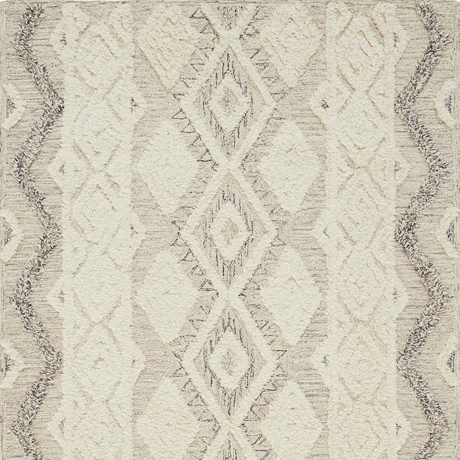 8 X 10 Ivory Taupe And Gray Wool Geometric Tufted Handmade Stain Resistant Area Rug Image 1