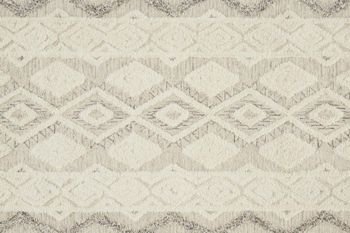 8 X 10 Ivory Taupe And Gray Wool Geometric Tufted Handmade Stain Resistant Area Rug Image 7