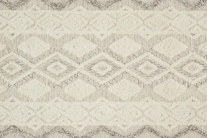 8 X 10 Ivory Taupe And Gray Wool Geometric Tufted Handmade Stain Resistant Area Rug Image 1