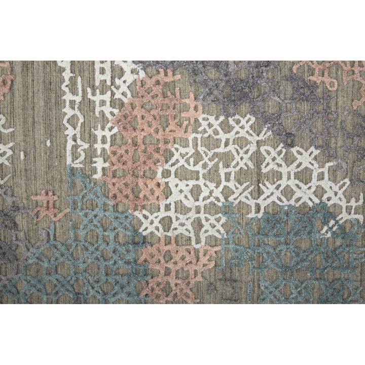 8 X 10 Pink Blue And Taupe Abstract Hand Woven Area Rug Image 7