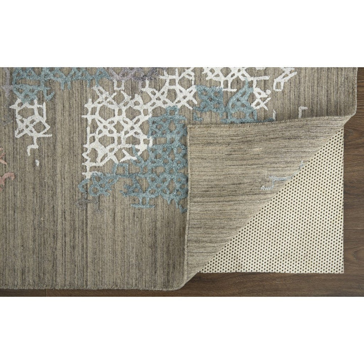 8 X 10 Pink Blue And Taupe Abstract Hand Woven Area Rug Image 11