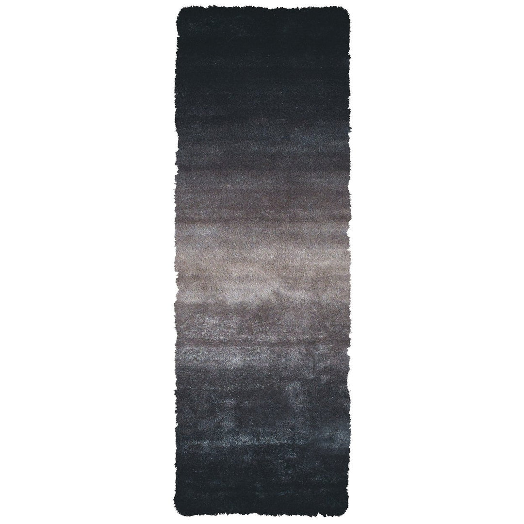 4 X 6 Black And Gray Shag Tufted Handmade Area Rug Image 2