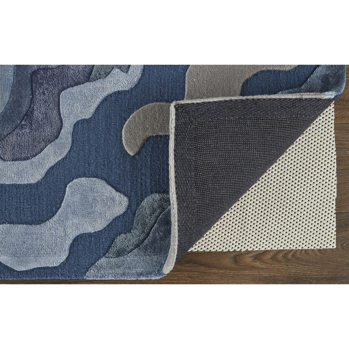 4 x 6 Blue and Gray Wool Abstract Hand Tufted Area Rug Image 5