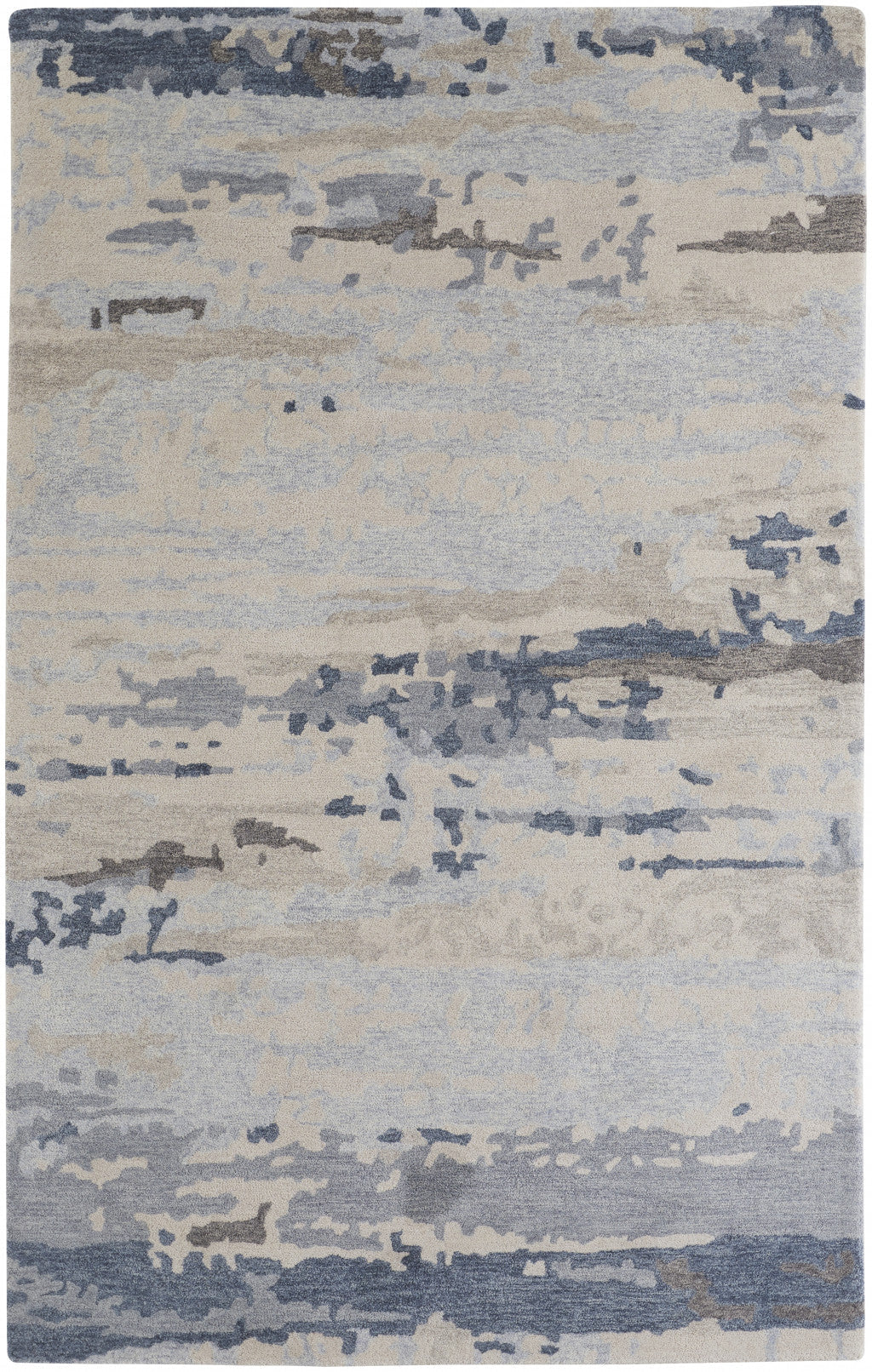 4 X 6 Blue Gray And Ivory Wool Abstract Tufted Handmade Stain Resistant Area Rug Image 1