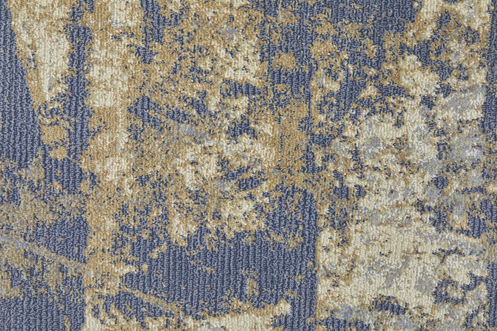 5 X 8 Blue Gray And Tan Abstract Power Loom Distressed Area Rug Image 2