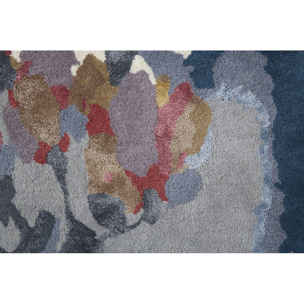 8 x 10 Blue Gray and Pink Wool Floral Hand Tufted Area Rug Image 12