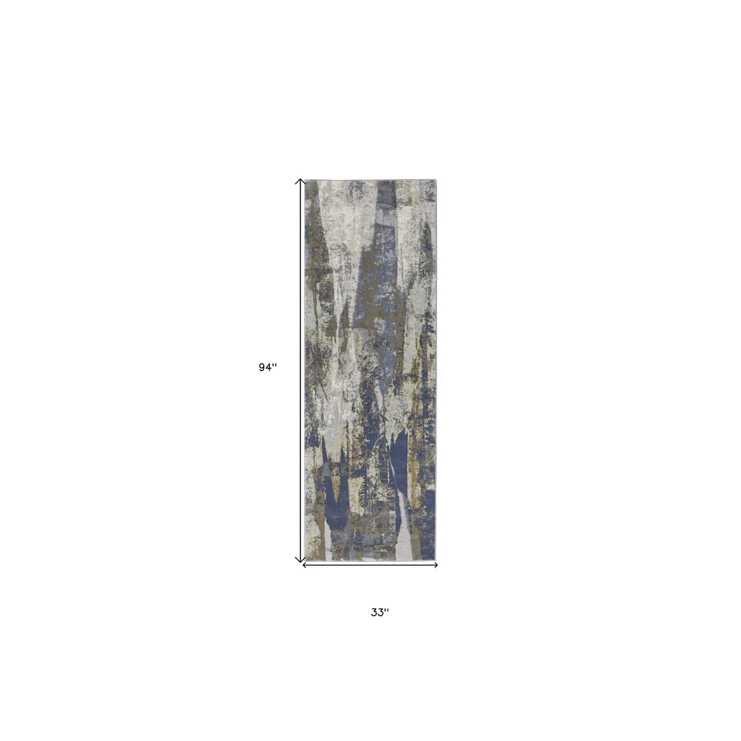 5 X 8 Blue Gray And Tan Abstract Power Loom Distressed Area Rug Image 7