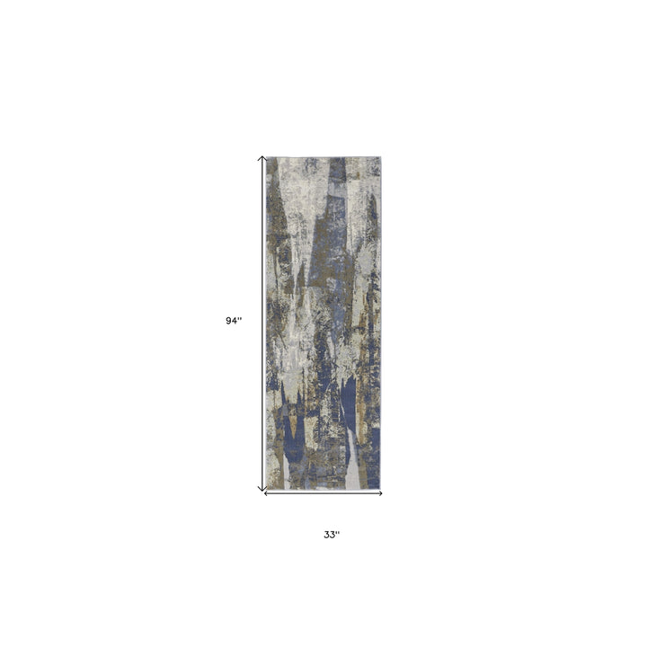 5 X 8 Blue Gray And Tan Abstract Power Loom Distressed Area Rug Image 7