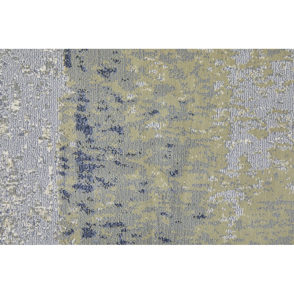 8 X 10 Blue Green And Ivory Abstract Power Loom Distressed Area Rug Image 9