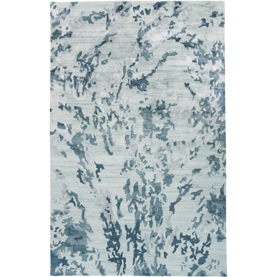 4 X 6 Blue Green And Silver Abstract Tufted Handmade Area Rug Image 1