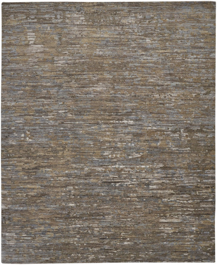 8 X 10 Brown And Gray Wool Abstract Hand Knotted Area Rug Image 1