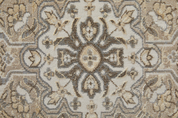 4 X 6 Brown Ivory And Tan Floral Power Loom Distressed Area Rug Image 6