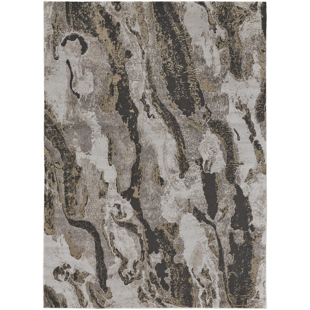 4 x 6 Brown and Ivory Abstract Power Loom Distressed Area Rug Image 9