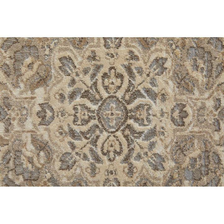 4 X 6 Brown Ivory And Tan Floral Power Loom Distressed Area Rug Image 1