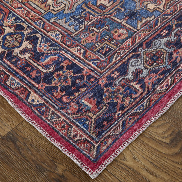 8 X 10 Red Tan And Blue Floral Power Loom Area Rug Image 1