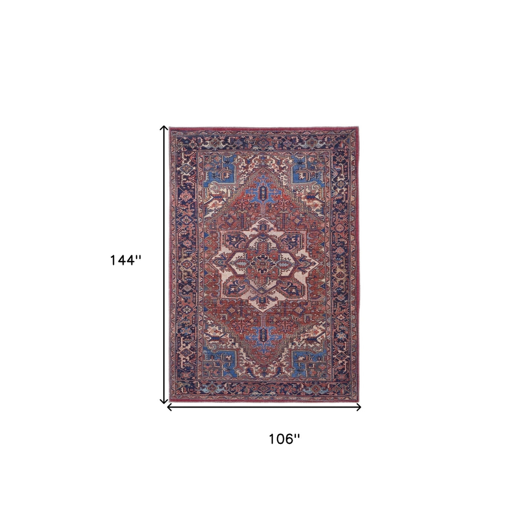 8 X 10 Red Tan And Blue Floral Power Loom Area Rug Image 10