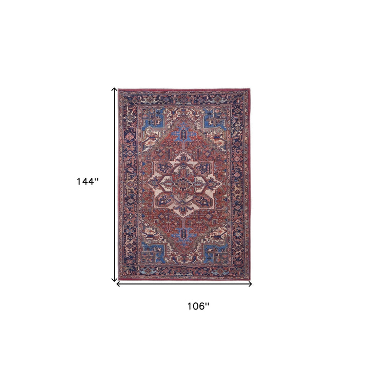 8 X 10 Red Tan And Blue Floral Power Loom Area Rug Image 10