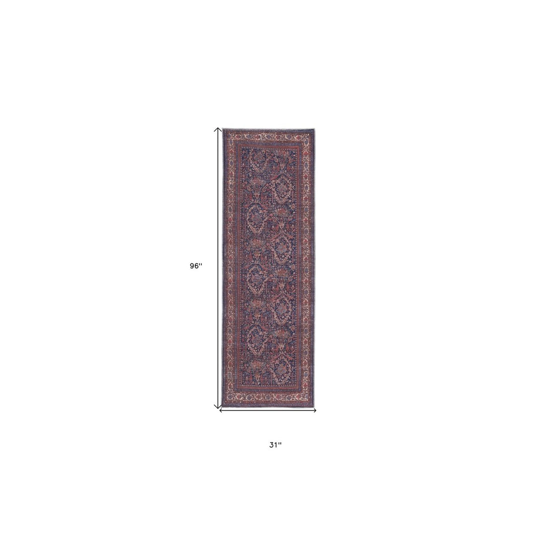 8 X 10 Red Blue And Tan Floral Power Loom Area Rug Image 9