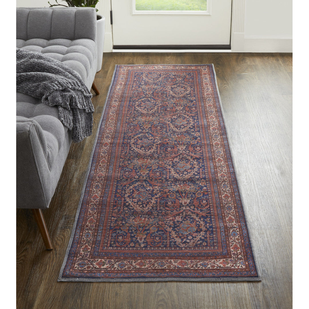 8 X 10 Red Blue And Tan Floral Power Loom Area Rug Image 11