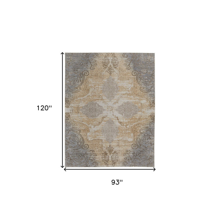 4 X 6 Silver Tan And Gray Floral Power Loom Area Rug Image 4