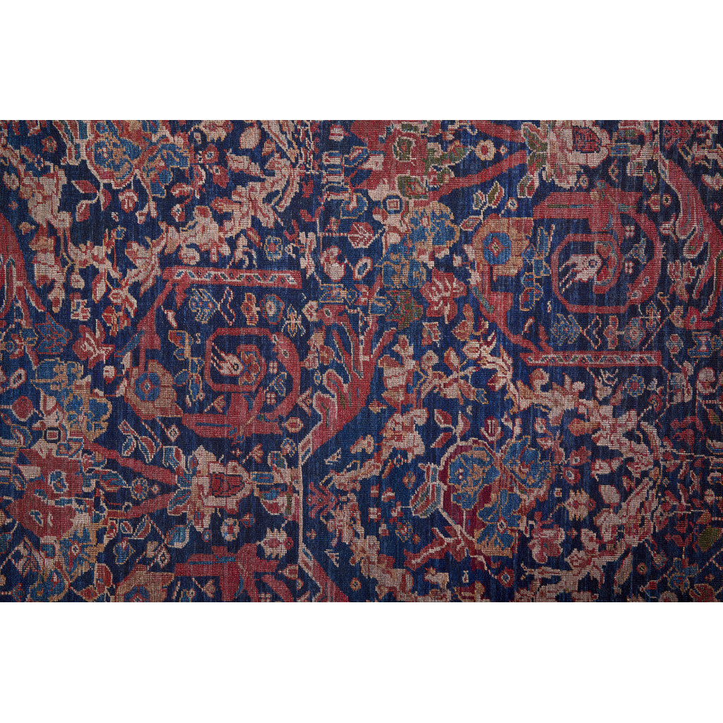 8 X 10 Red Blue And Tan Floral Power Loom Area Rug Image 6