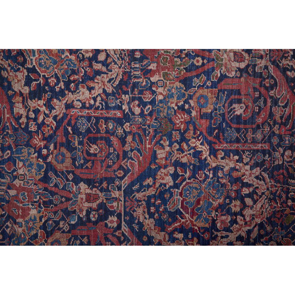 8 X 10 Red Blue And Tan Floral Power Loom Area Rug Image 1