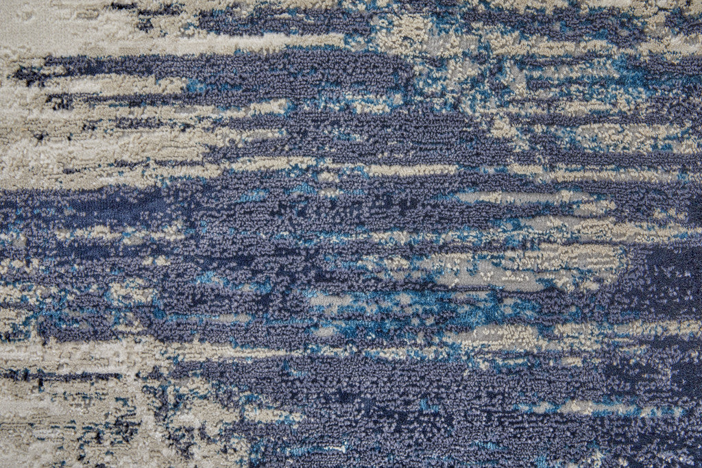 4 X 6 Tan Blue And Ivory Abstract Power Loom Distressed Area Rug Image 5