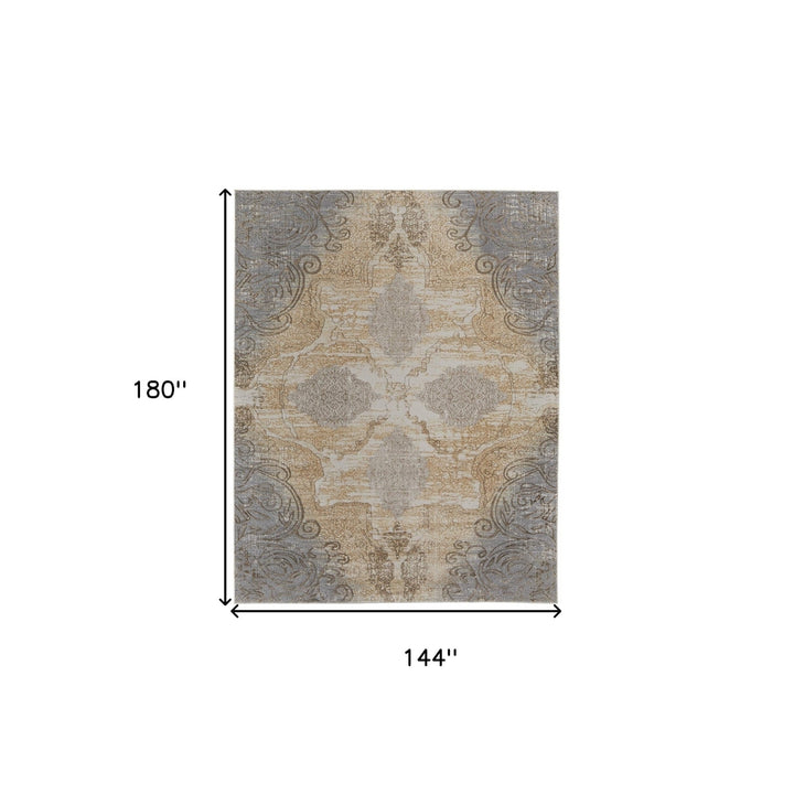 4 X 6 Silver Tan And Gray Floral Power Loom Area Rug Image 8