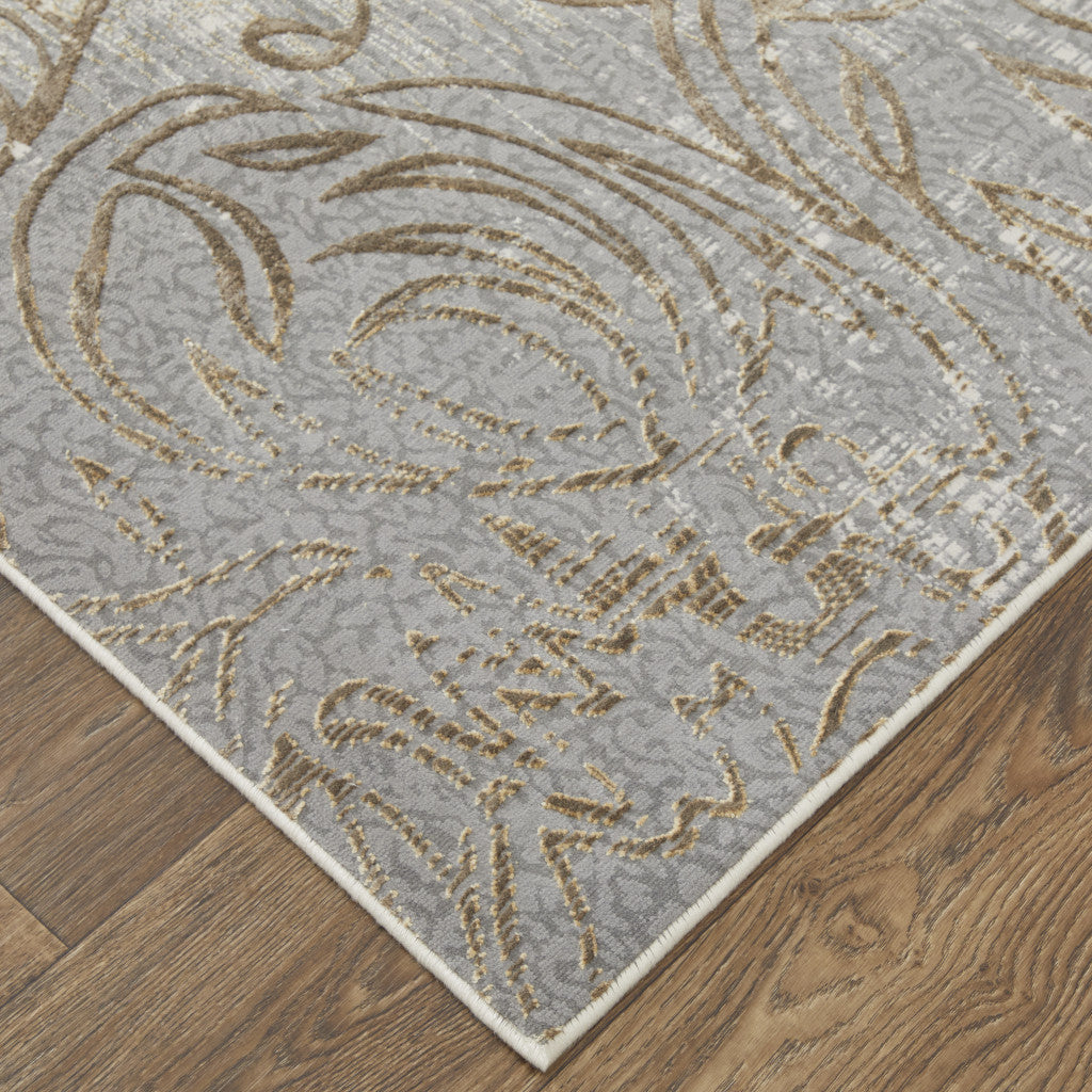 4 X 6 Silver Tan And Gray Floral Power Loom Area Rug Image 10