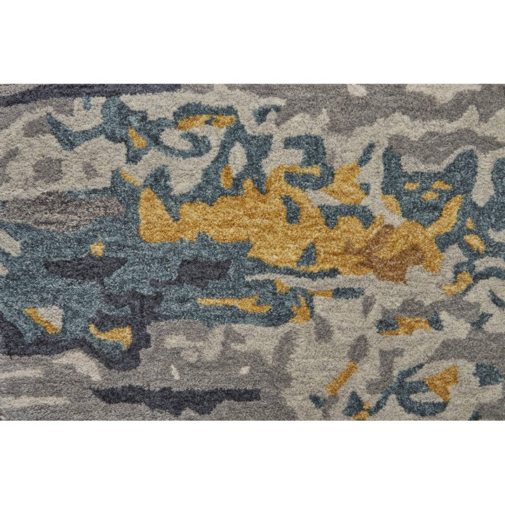 5 X 8 Gray Yellow And Blue Wool Abstract Tufted Handmade Stain Resistant Area Rug Image 11