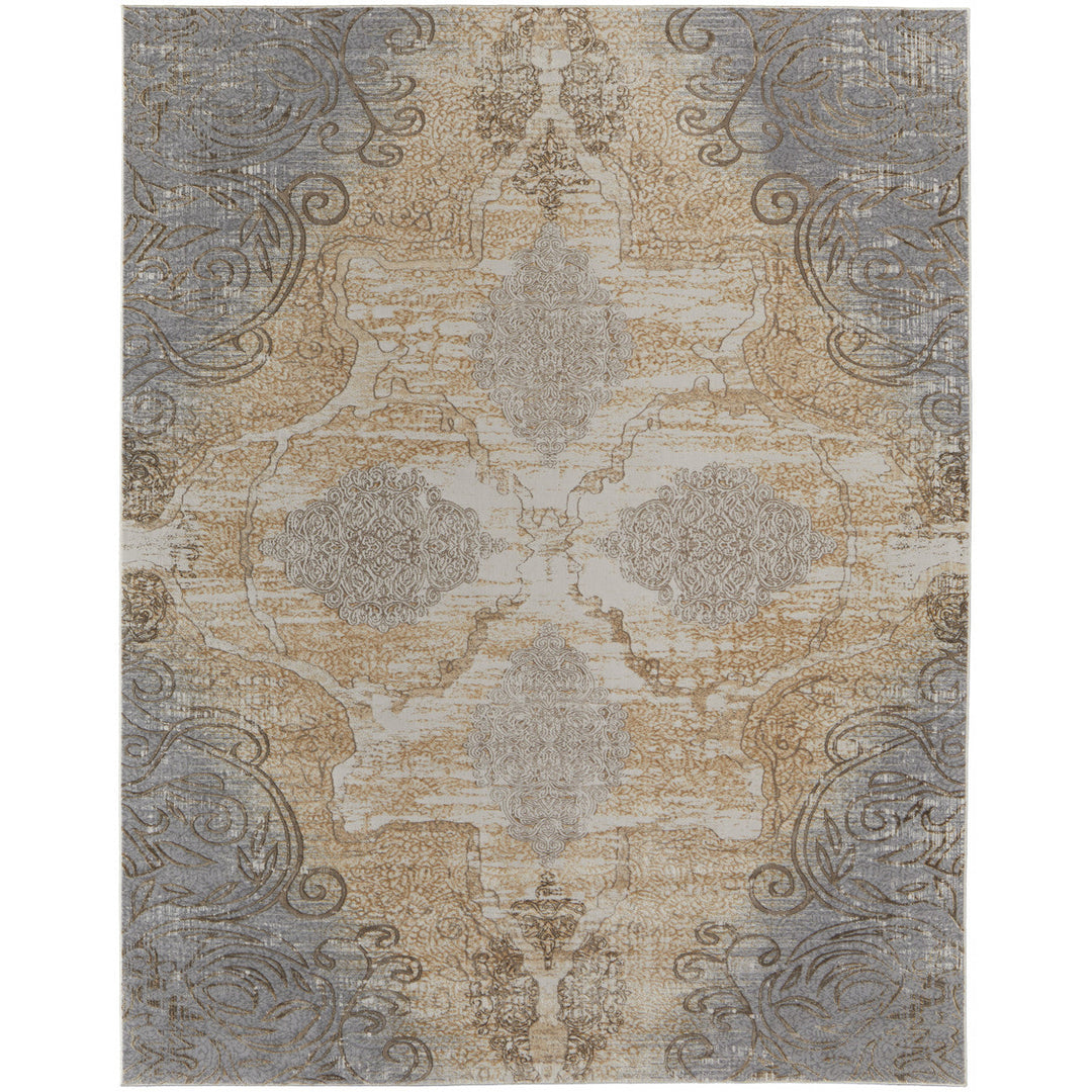 4 X 6 Silver Tan And Gray Floral Power Loom Area Rug Image 12