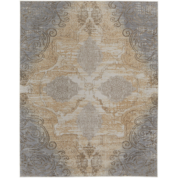 4 X 6 Silver Tan And Gray Floral Power Loom Area Rug Image 12