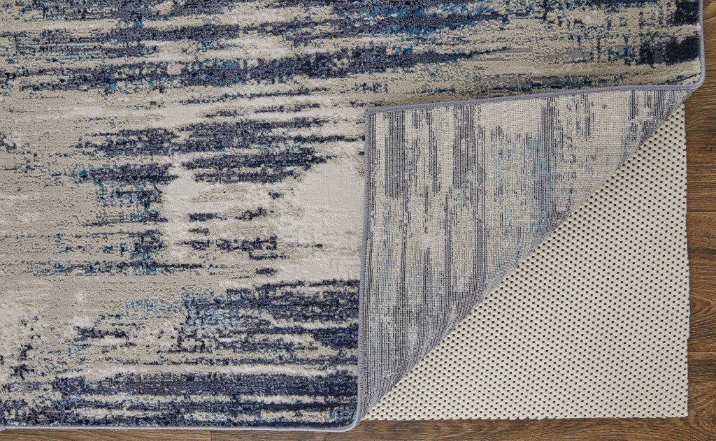 4 X 6 Tan Blue And Ivory Abstract Power Loom Distressed Area Rug Image 11