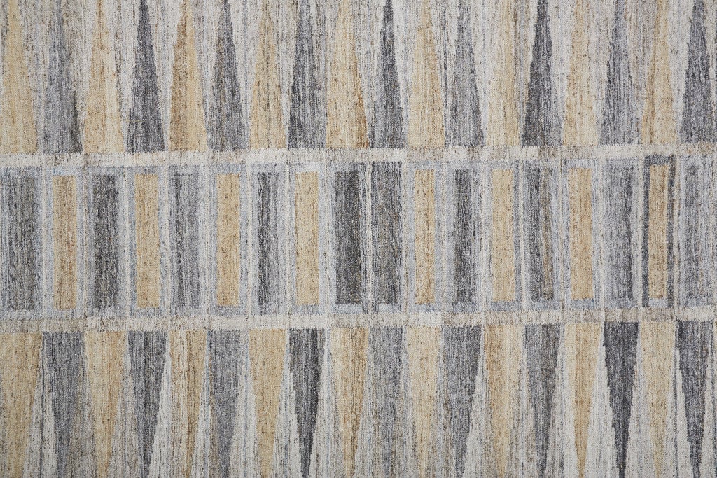 8 X 10 Tan Gray And Taupe Geometric Hand Woven Stain Resistant Area Rug With Fringe Image 1