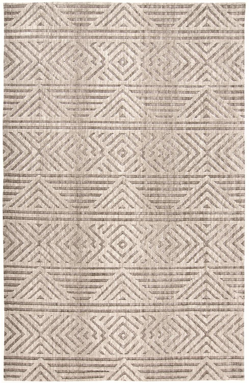 5 X 8 Tan Ivory And Brown Geometric Stain Resistant Area Rug Image 1