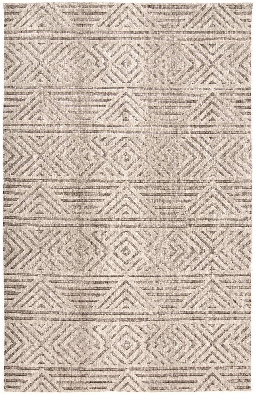 5 X 8 Tan Ivory And Brown Geometric Stain Resistant Area Rug Image 1