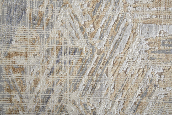 12 Tan Ivory And Gray Abstract Power Loom Distressed Runner Rug Image 2